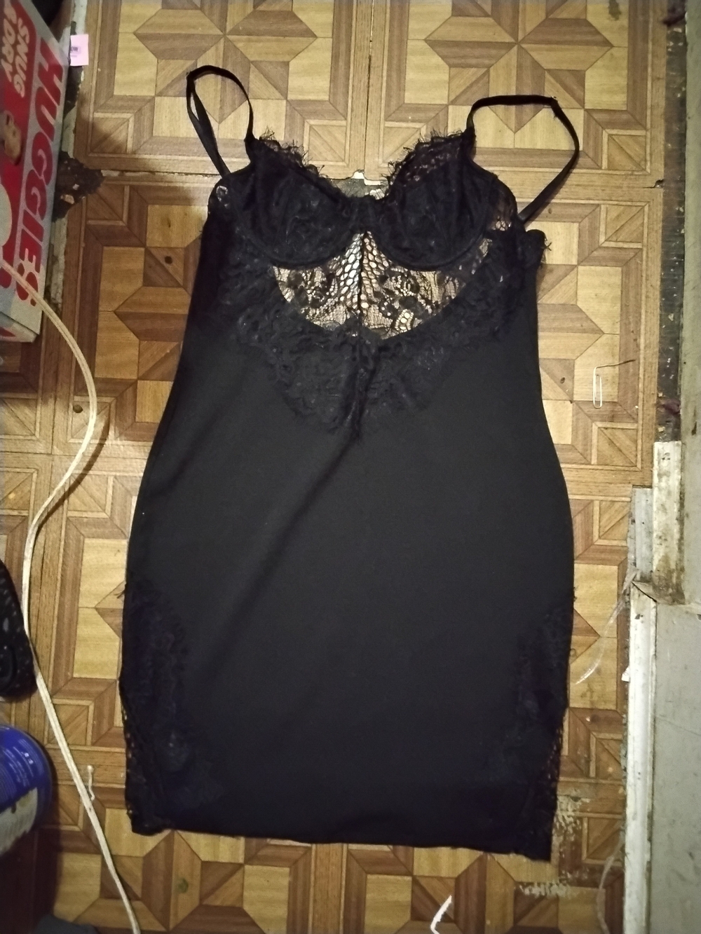 Women's Black Lace Chemise Slip - Elegant Underlayer